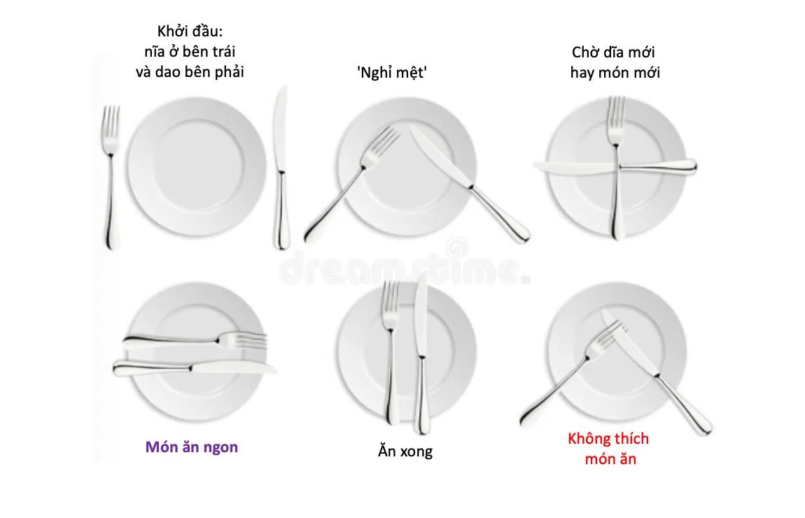 Cách xếp dao nĩa trong nhà hàng cao cấp