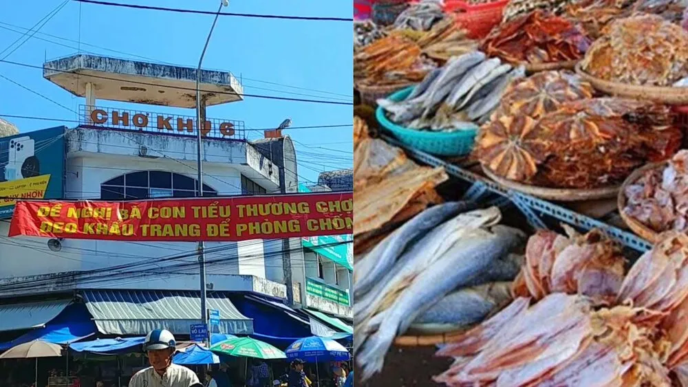 Chợ Khu 6 với các loại hải sản khô được bán làm quà