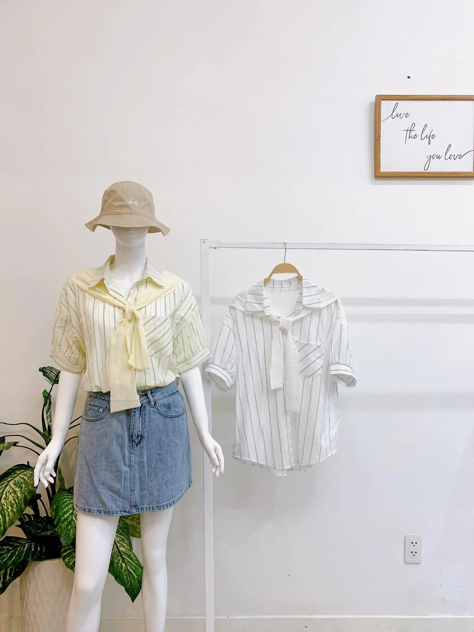 Áo sơ mi kẻ sọc dọc cộc tay