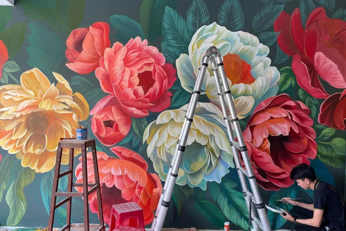 Tranh tường lá chuối hiện đại