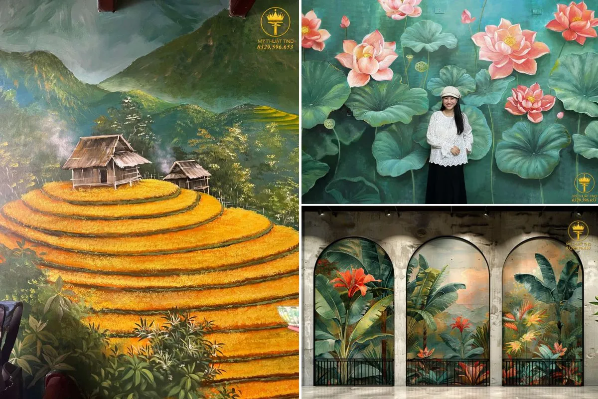 Vẽ tranh tường phòng khách đẹp