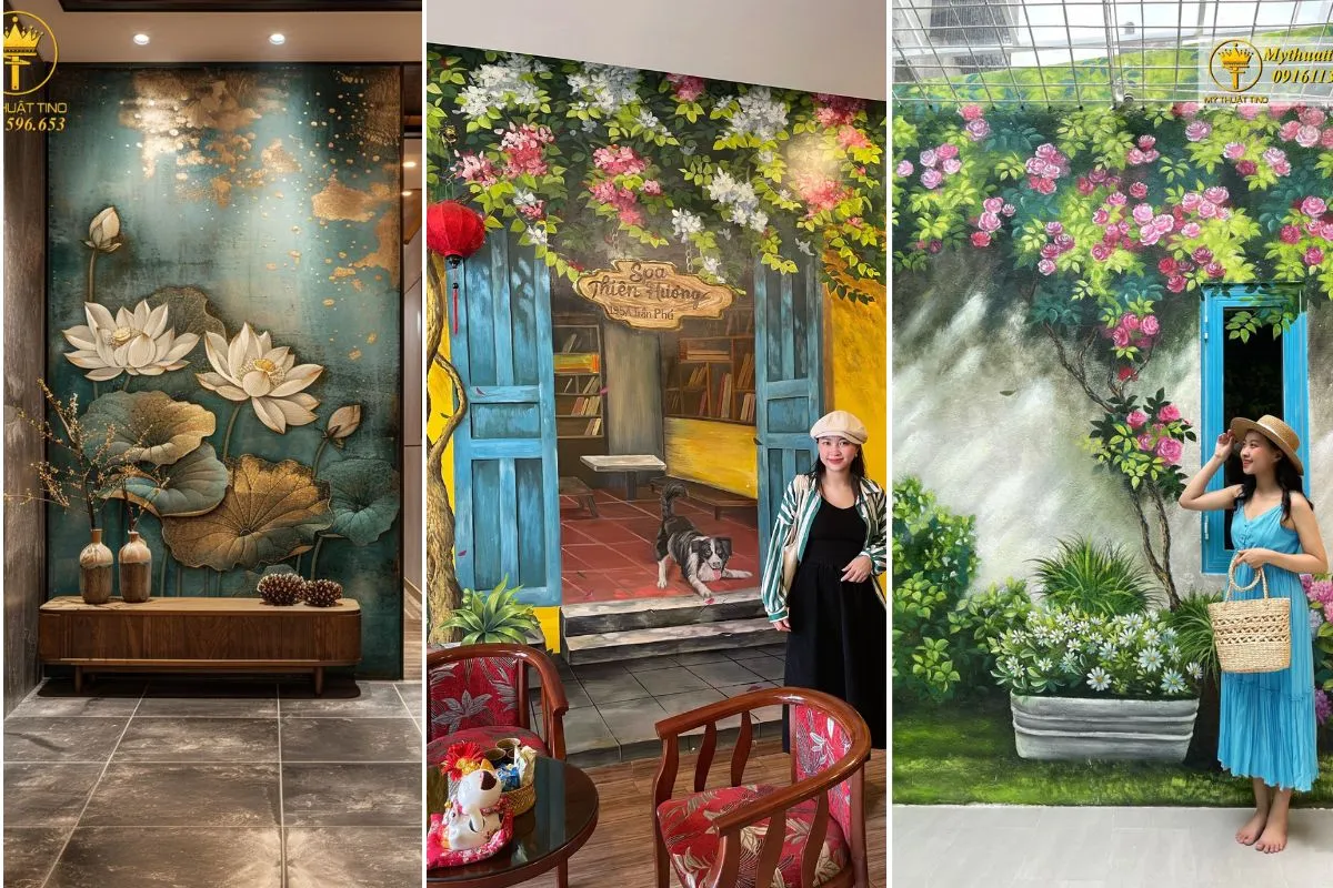 Mẫu vẽ tranh tường phòng khách