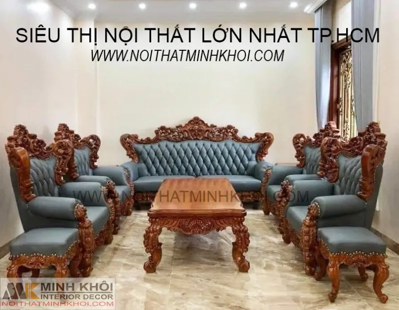 Bộ Salon Nữ Hoàng Louis 8 Món Bọc Da Cao Cấp - SL958