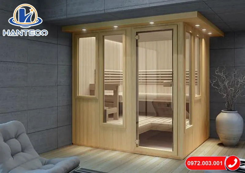 Phòng xông hơi khô sử dụng sức nóng của đá sauna để tạo ra hơi nóng trong không gian phòng xông