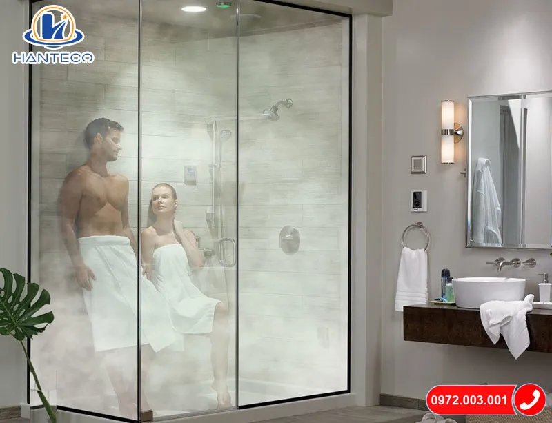 Mẫu phòng xông hơi ướt sử dụng hơi nóng của nước để tăng nhiệt độ phòng xông