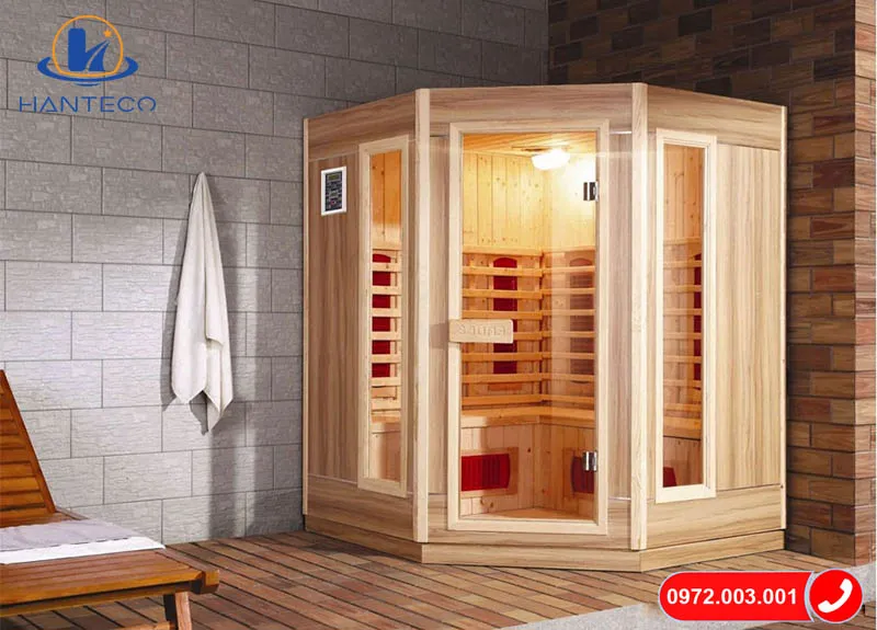 Phòng xông hơi đặt góc giúp tận dụng tối đa không gian