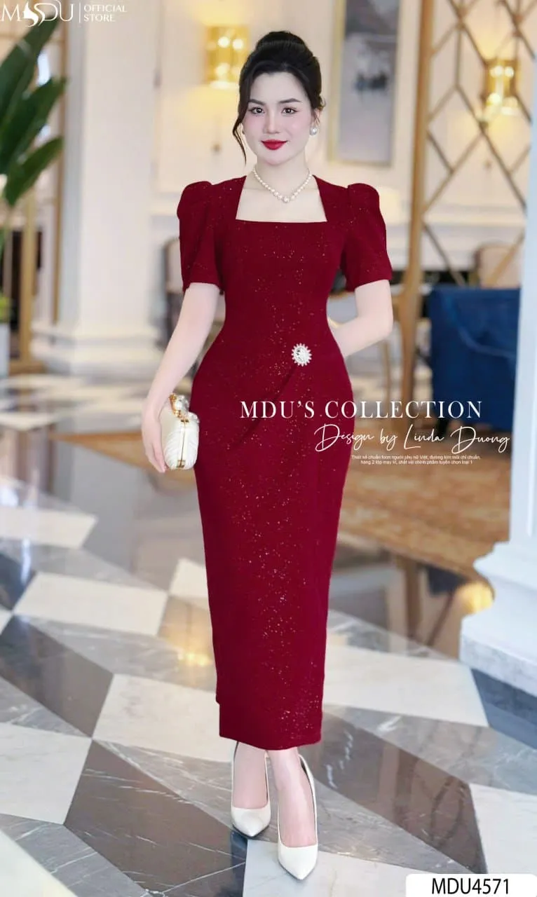 Các Kiểu Dáng Đầm Body Dự Tiệc Cưới Sang Trọng Đẹp Mê Hồn - Đầm Body Cổ Vuông