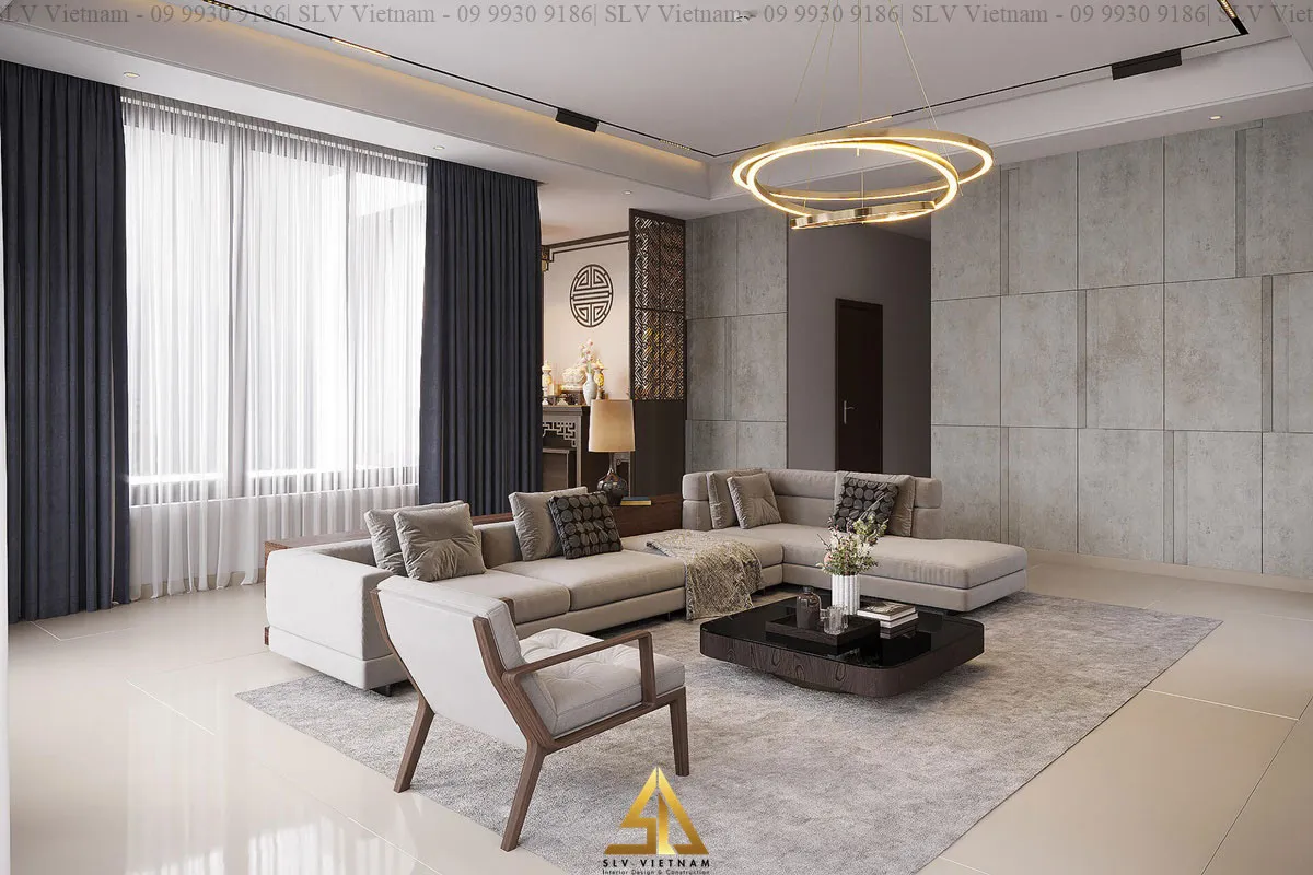 Đặt bàn thờ bên cạnh phòng khách nhà phố