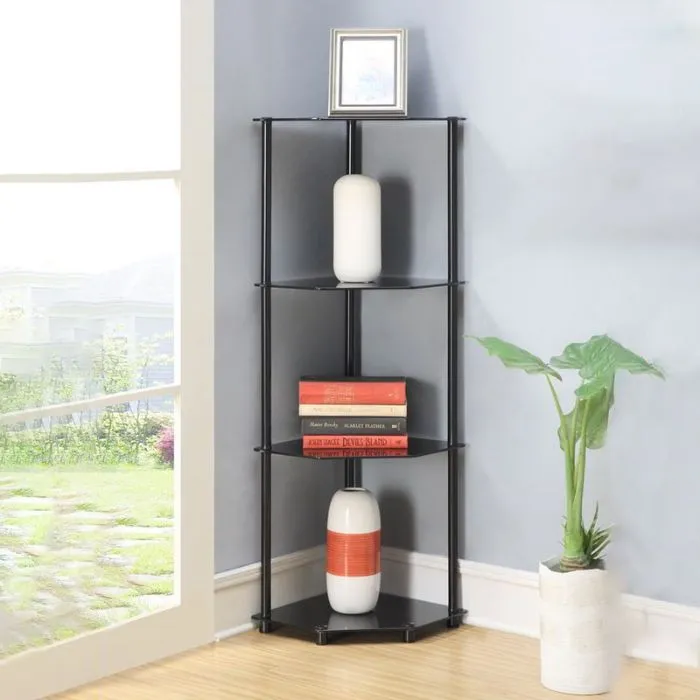 Kệ góc tường màu đen thiết kế đơn giản