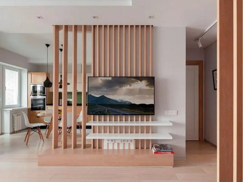 Vách ngăn gỗ tự nhiên nhỏ gọn cho nhà phố diện tích khiêm tốn