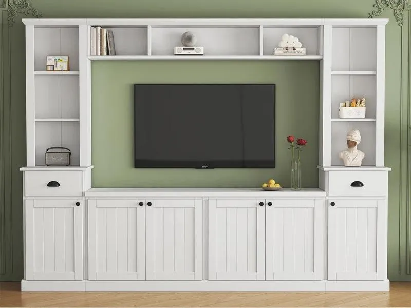 Vách ngăn gỗ công nghiệp màu trắng phong cách trẻ trung