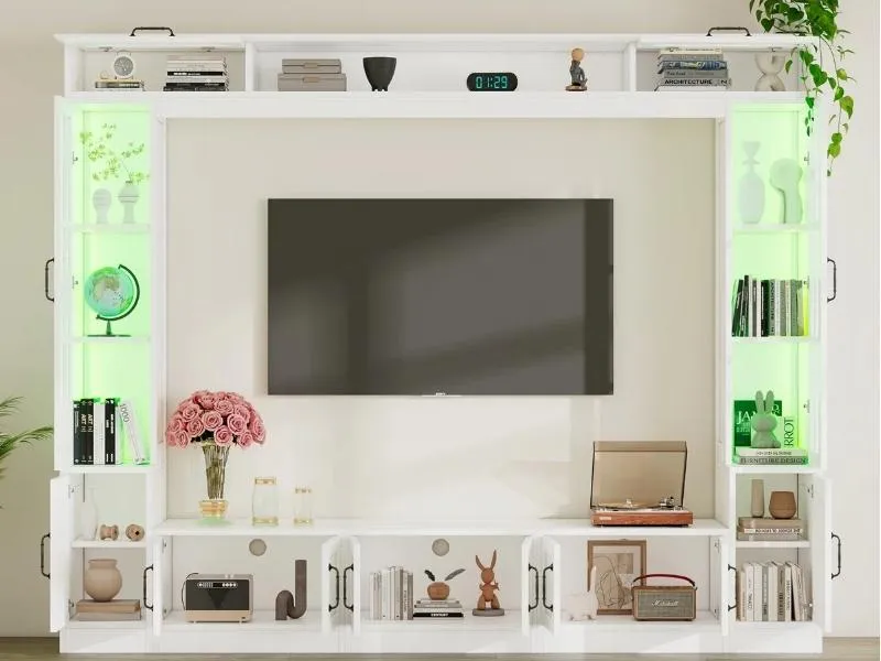 Vách ngăn kệ tivi gỗ công nghiệp đa dạng kiểu dáng