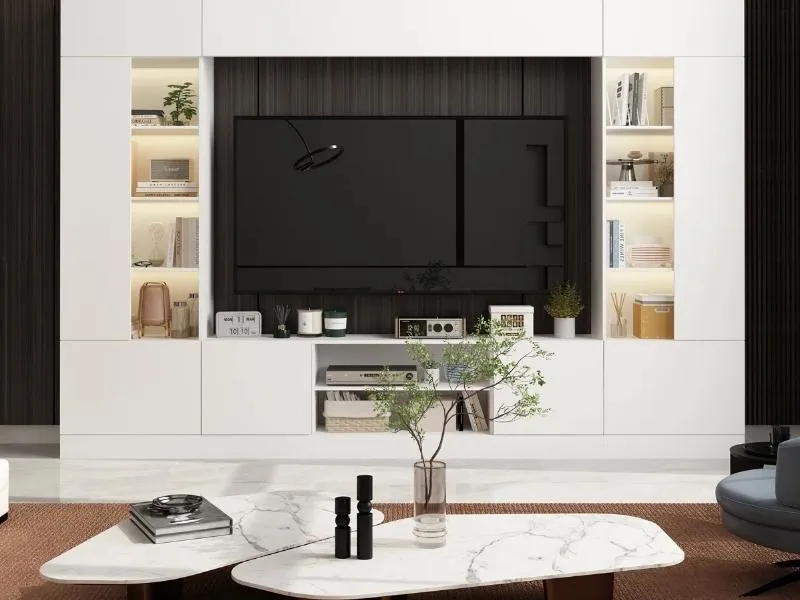 Vách ngăn kệ tivi tích hợp nhiều chức năng