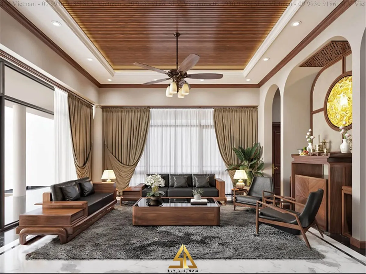 Kết hợp phòng khách và bàn thờ khoa học