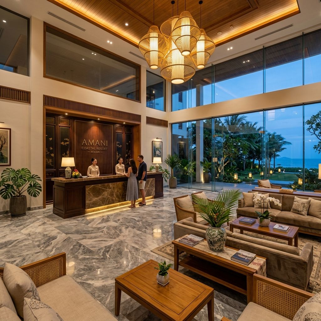 Không gian sảnh đón tiếp sang trọng ấm cúng