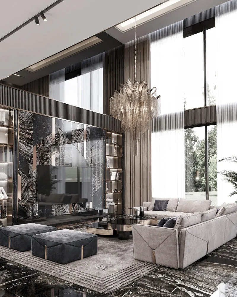 Tủ kính âm tường phòng khách đẹp