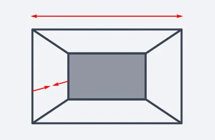 Minh họa hướng phối màu sơn phòng khách hẹp ngang