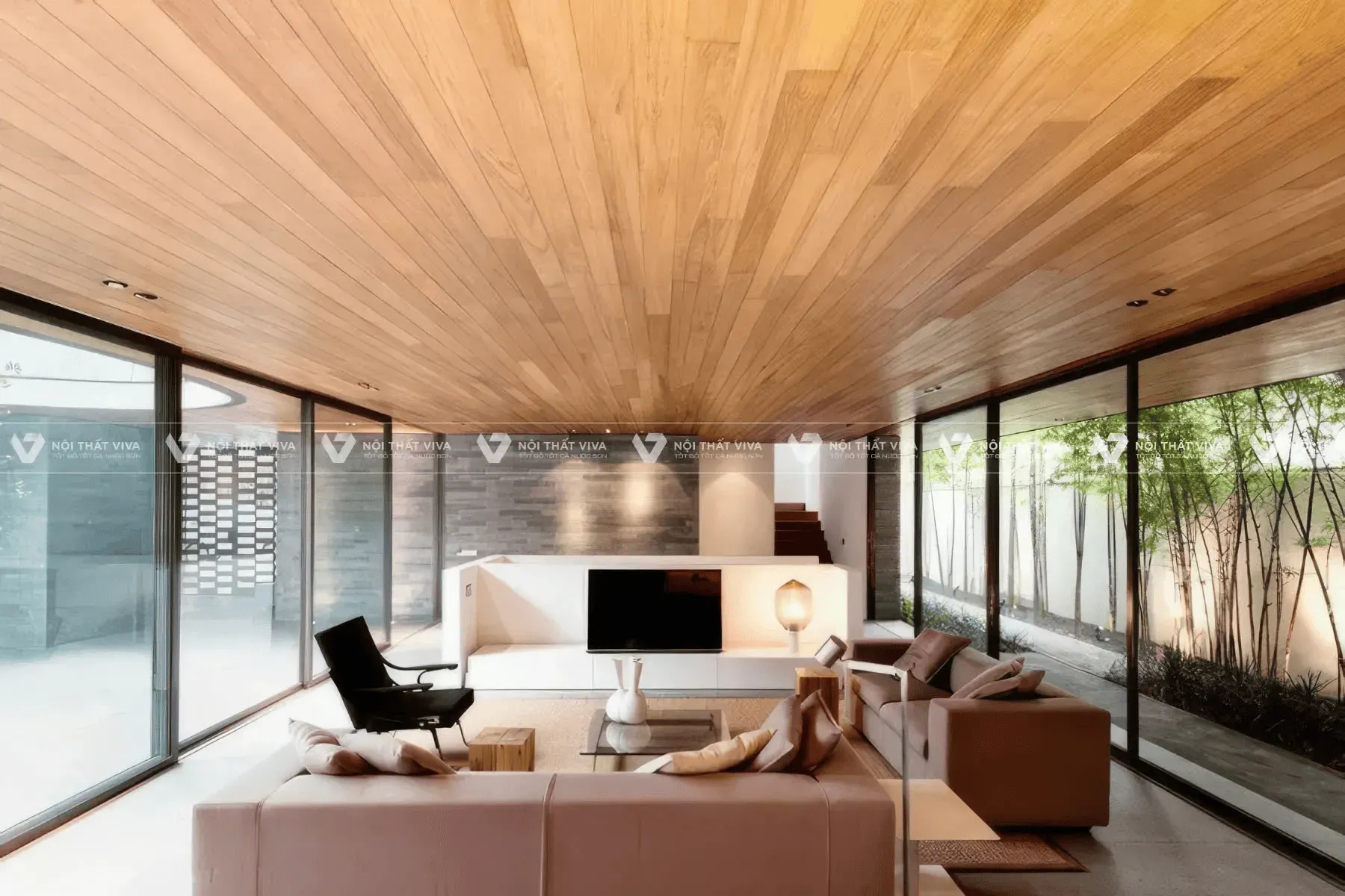 Trần nhựa giả gỗ