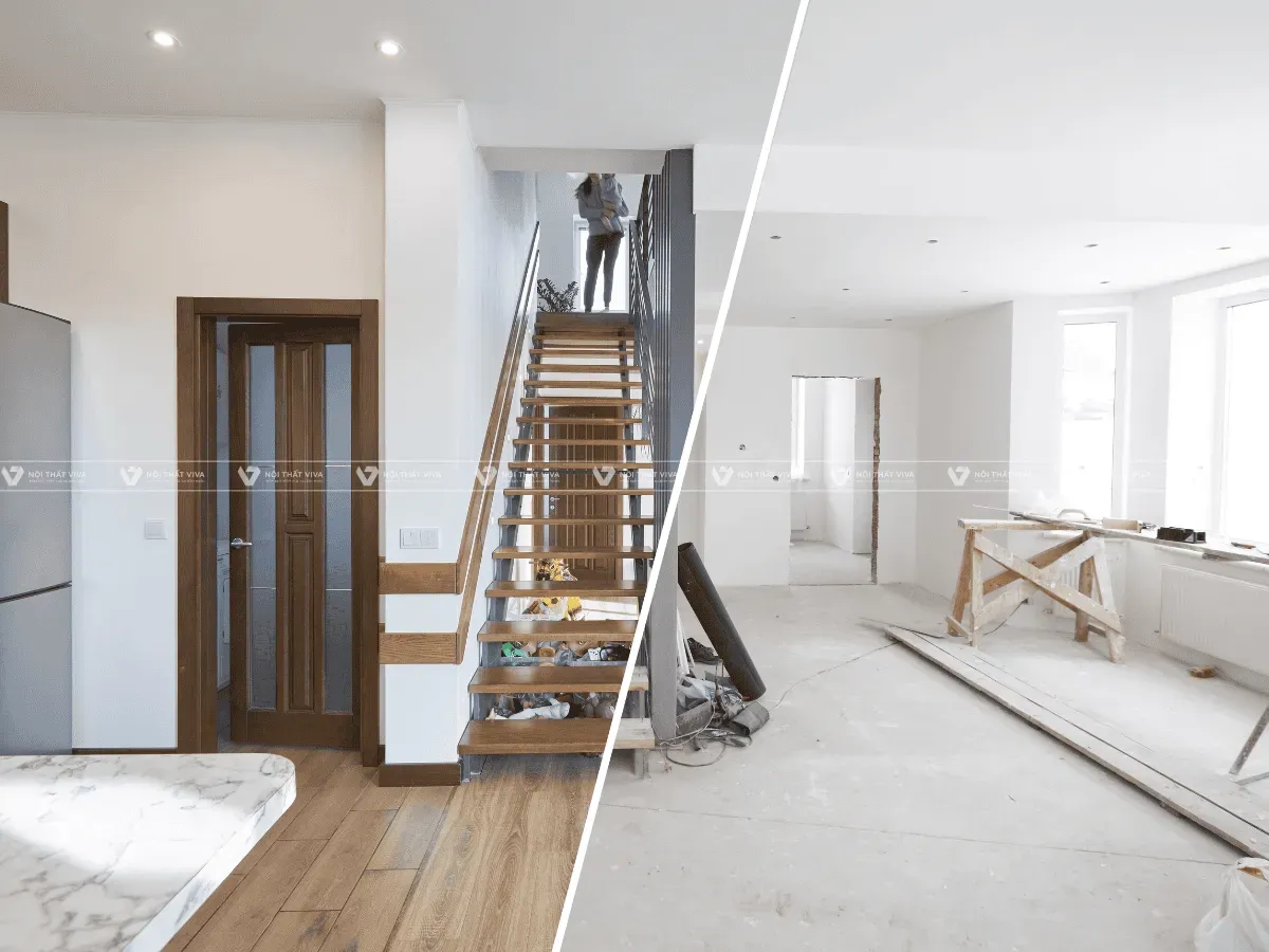 Trần gỗ phòng khách diện tích lớn