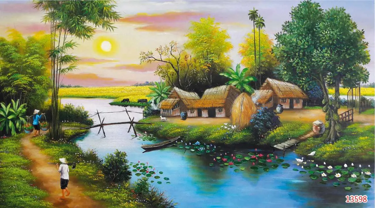 mau ve tranh tuong phong khach dep