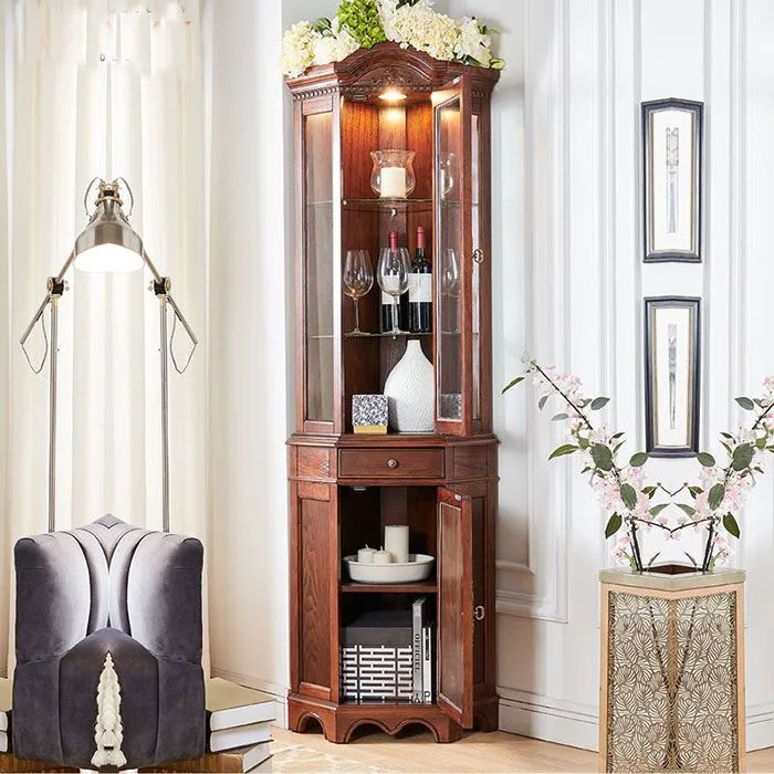 Tủ gỗ góc tường nhà thiết kế cổ điển